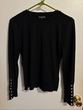 J. Crew button sleeve long sleeve tee small black
